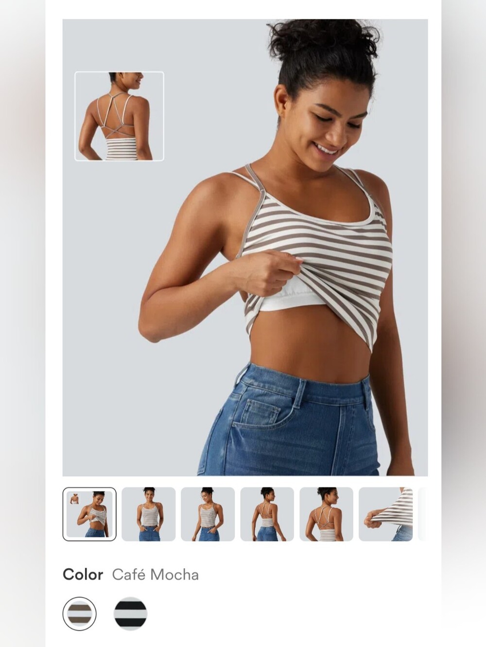 Built-in Bra Stripe Casual Tank Top HALARA